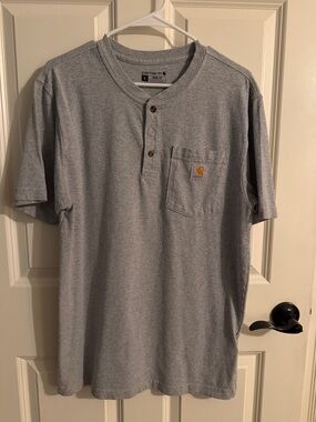 Carhartt Heather Gray Short-Sleeve Henley Pocket Tee